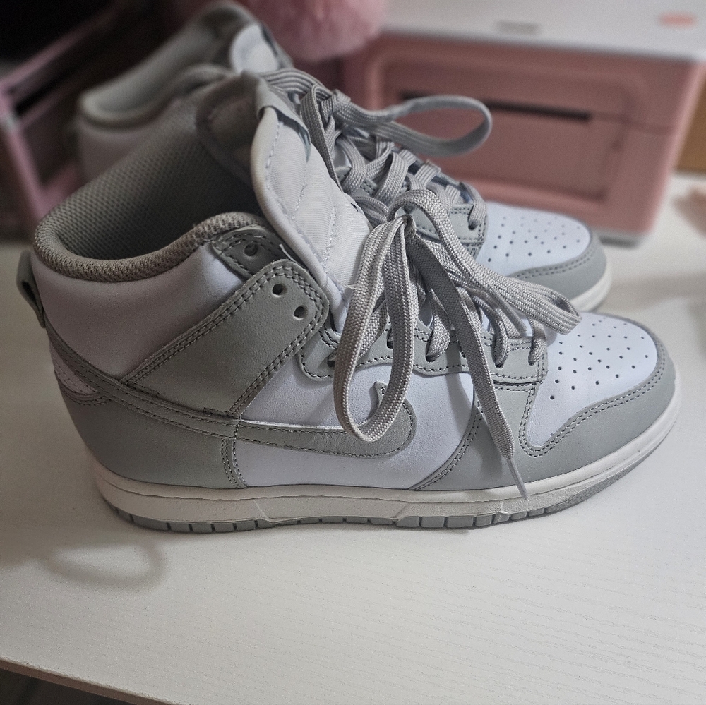 Nike Women's Gray and White High-Top Sneakers